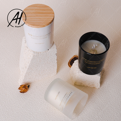 Cera 100% branca preta da soja do óleo essencial da vela de Matte Glass Jar Spa Scented