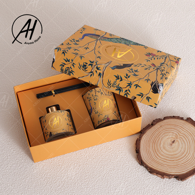 Velas Scented luxuosas Reed Diffuser Set With Box do frasco de vidro apagado nórdico do estilo
