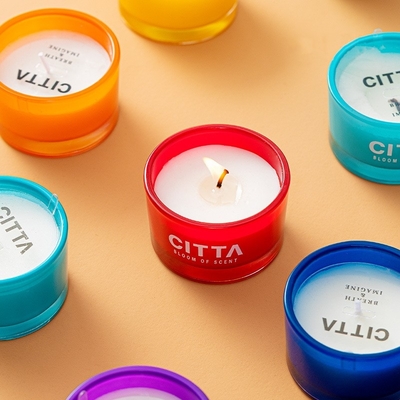 Vela Scented de vidro de decoração colorida 7pcs da caixa de presente luxuosa da cera D Opamine da soja