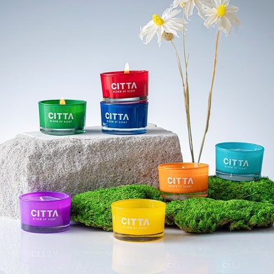 Vela Scented de vidro de decoração colorida 7pcs da caixa de presente luxuosa da cera D Opamine da soja