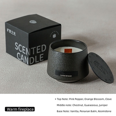 Fragrancia personalizada Cerâmica preta presente vela perfumada para decoração doméstica