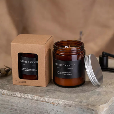 Velas amigáveis Amber Glass Candle do óleo essencial da marca própria de Eco 4 onças