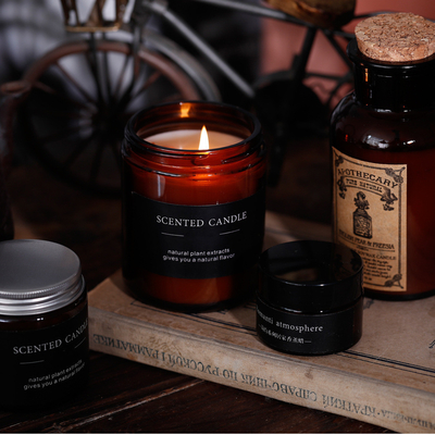 Velas amigáveis Amber Glass Candle do óleo essencial da marca própria de Eco 4 onças