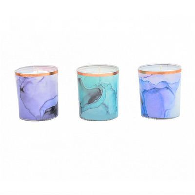 Velas orgânicas da soja das velas de mármore Scented da coluna com feltro de lubrificação de madeira