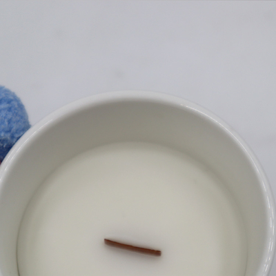 A sensação do aroma Scented a vela cerâmica branca com feltro de lubrificação de madeira
