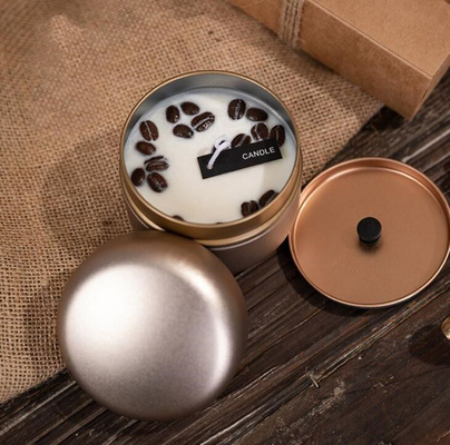 A cera da soja do OEM geou os feijões de café Tin Can Candle 10cl para o Natal