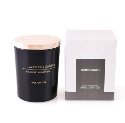Da cera preto e branco da soja da casa do aroma tampa feita sob encomenda de Tin Scented Candle With Wooden
