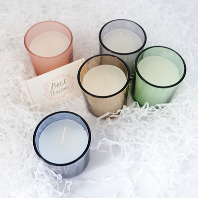 Da cera de vidro colorida simples da soja da casa do aroma vela 2022 Scented