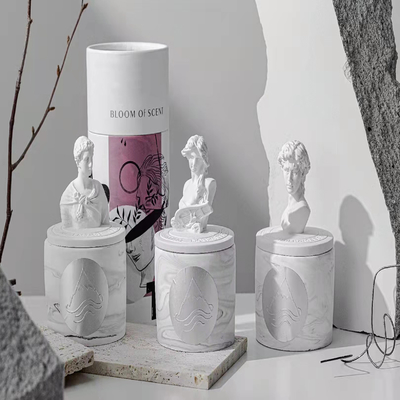 Forma grega da estátua da vela cerâmica Scented da soja para a decoração 65g da casa
