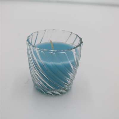 O azul natural do OEM reciclou velas do frasco de 3 onças no vidro do furacão