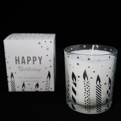 Velas Scented naturais de Tealight da soja no abricó de vidro claro impresso do coco do copo