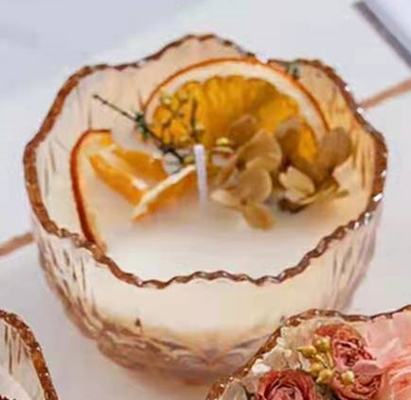A soja encera velas Scented feitos a mão frascos da vela de 10 onças com a decoração seca da flor