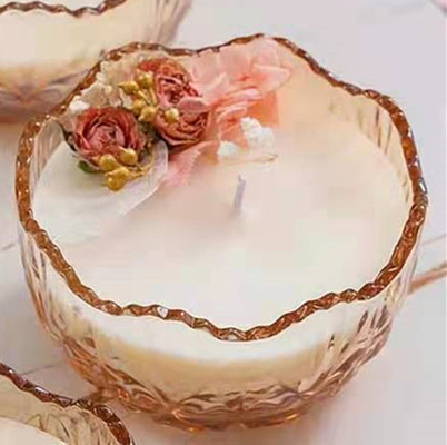A soja encera velas Scented feitos a mão frascos da vela de 10 onças com a decoração seca da flor