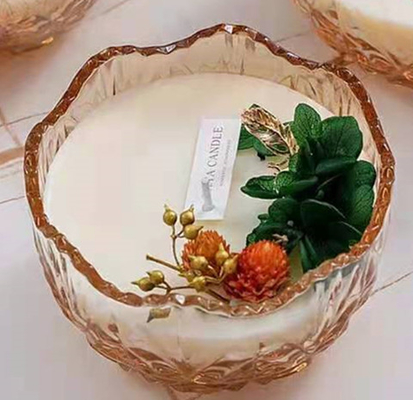 A soja encera velas Scented feitos a mão frascos da vela de 10 onças com a decoração seca da flor