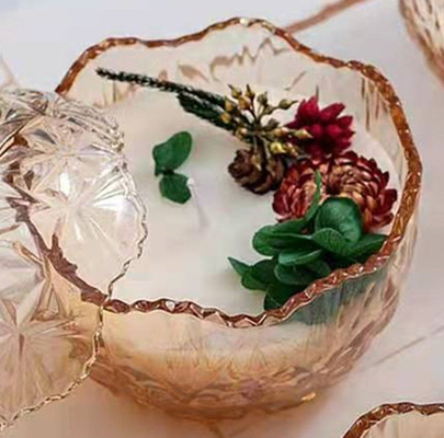 A soja encera velas Scented feitos a mão frascos da vela de 10 onças com a decoração seca da flor
