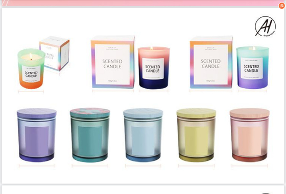 Feito sob encomenda impresso Scented os frascos de vidro da vela de 4 onças com tampas