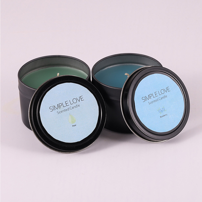 O OEM 2 onças reciclou Matte Black Tin Can Candle para o quarto
