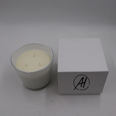 O grande frasco de vidro branco de 3 feltros de lubrificação Scented o recipiente 24oz da vela para a casa