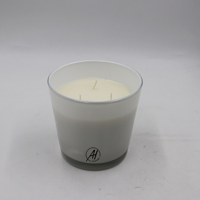 O grande frasco de vidro branco de 3 feltros de lubrificação Scented o recipiente 24oz da vela para a casa