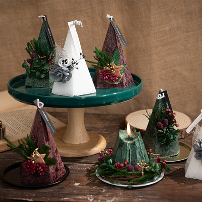 O presente Scented personalizado da árvore de Natal do Xmas da vela da soja ajustou 2pk