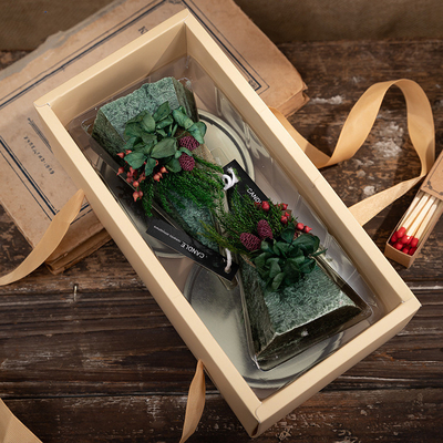 O presente Scented personalizado da árvore de Natal do Xmas da vela da soja ajustou 2pk