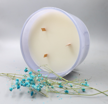 A cera natural da soja Scented o feltro de lubrificação de madeira da vela pequena de vidro do frasco para a casa