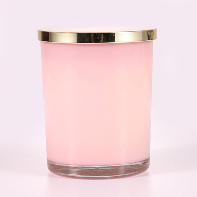 Frasco de vidro flor cor-de-rosa Scented da vela 415g que imprime com tampa do metal
