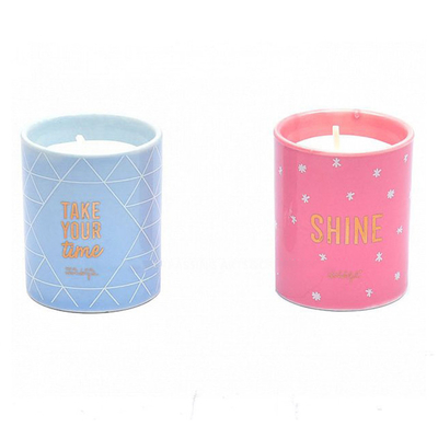 Cera cor-de-rosa azul da soja grande vela cerâmica no potenciômetro 16oz da cerâmica